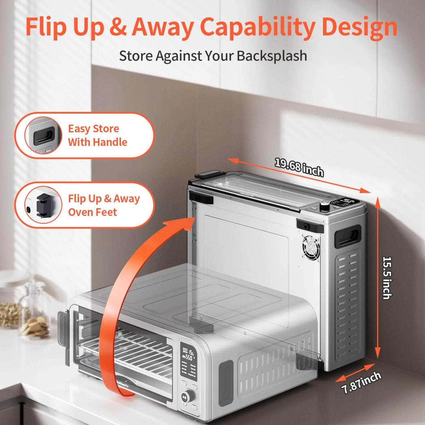 Beelicous Pro Pizza Oven, 13" Pizza, Heats up to 550°F, 8-in-1 Countertop Toaster with Light, Compact Design Smart Digital Oven Combo, 40+ Recipes, Flavor-Lock Tech