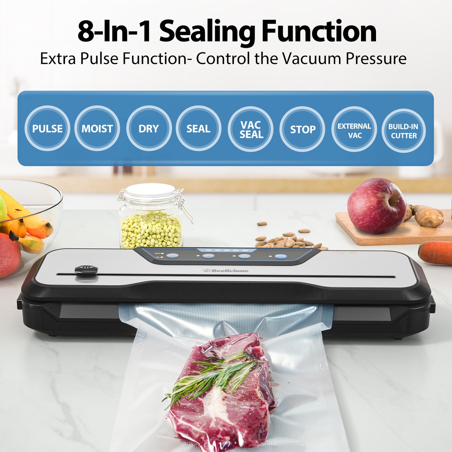 Beelicious 8-In-1 Powerful Food Vacuum Sealer