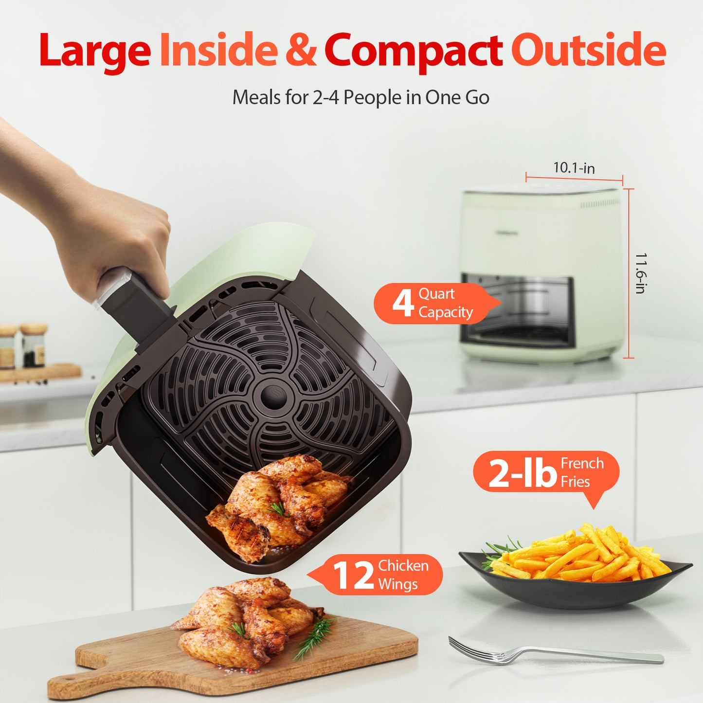 Beelicious Pro 8-in-1 Smart Compact 4QT Air Fryers