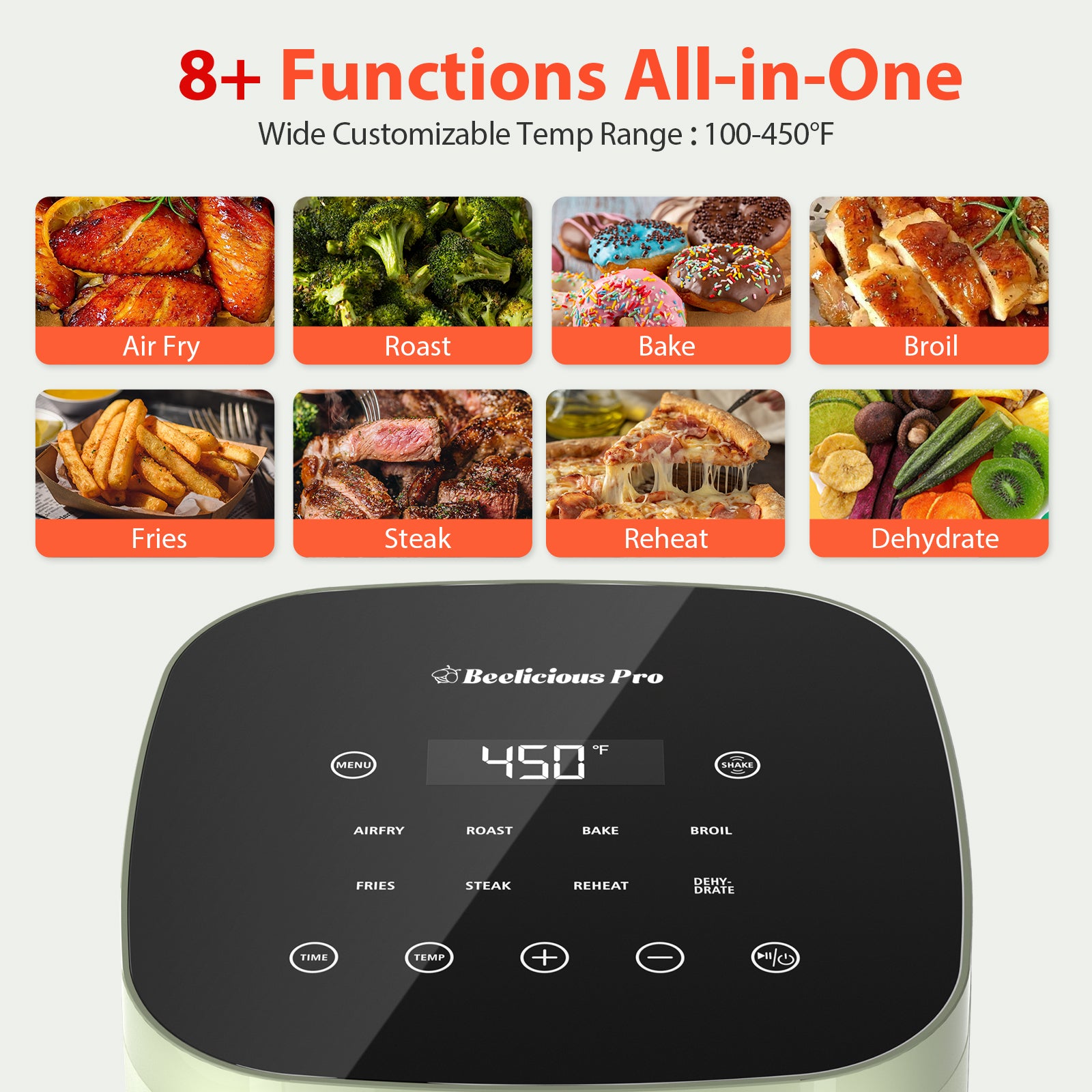 Beelicious Pro 8-in-1 Smart Compact 4QT Air Fryers
