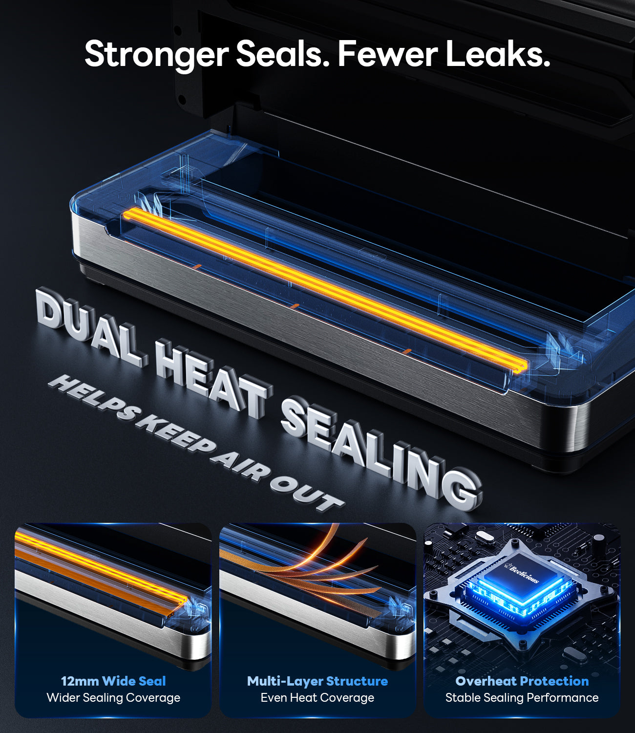 98kPa Smart Vacuum Sealer with FreshTrack Label Printing & Food Management App, Dual-Pump Food Sealer with Double Heat Seal, Extra Moist Mode for Meal Prep, Sous Vide & Freezer, VSP801, Silver