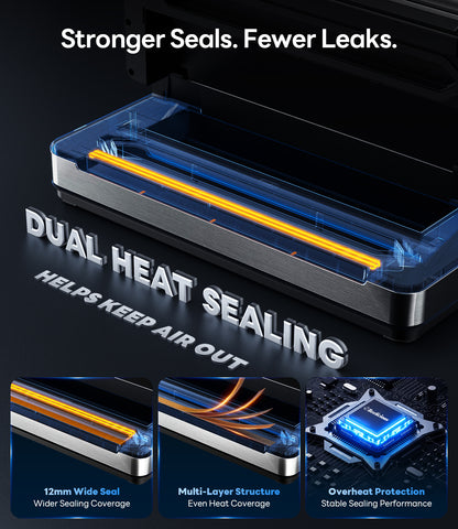 98kPa Smart Vacuum Sealer with FreshTrack Label Printing & Food Management App, Dual-Pump Food Sealer with Double Heat Seal, Extra Moist Mode for Meal Prep, Sous Vide & Freezer, VSP801, Silver