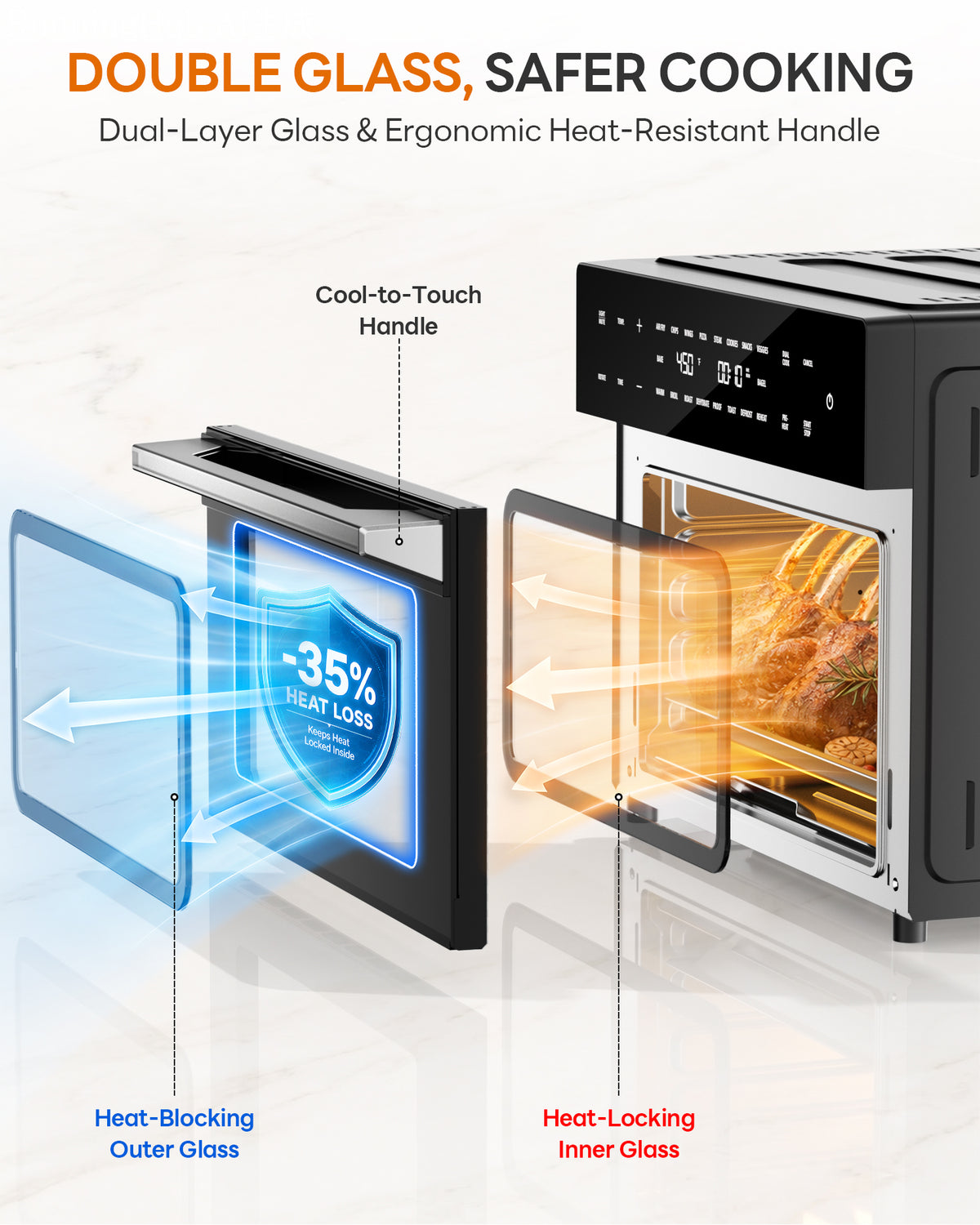 32QT Air Fryer Toaster Oven Combo with Rotisserie, Turbo Convection, Silver