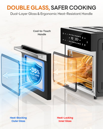 32QT Air Fryer Toaster Oven Combo with Rotisserie, Turbo Convection, Silver