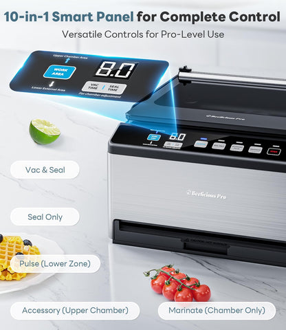 DualCore CVS101 Chamber Vacuum Sealer for Liquids & Sous Vide, 6L Dual Vacuum Zones & Extra-Wide Bag Clamp, 230W Dual-Core Dry Pump x4, Commercial-Grade Food Packaging Machine for Home Use