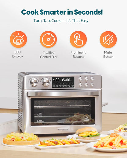 28QT Air Fryer Toaster Oven Combo, Next-Gen HeatWave Convection, Silver