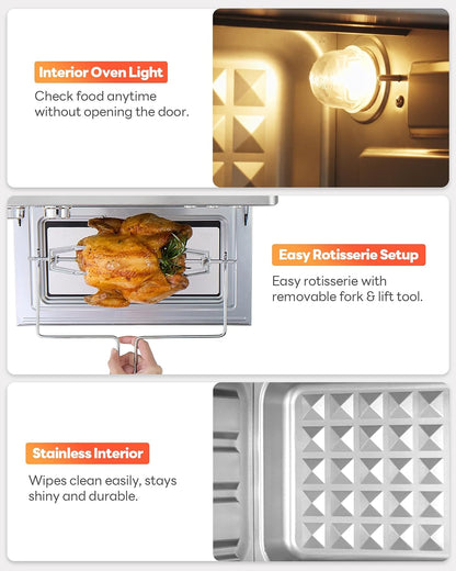28QT Air Fryer Toaster Oven Combo, Next-Gen HeatWave Convection, Silver