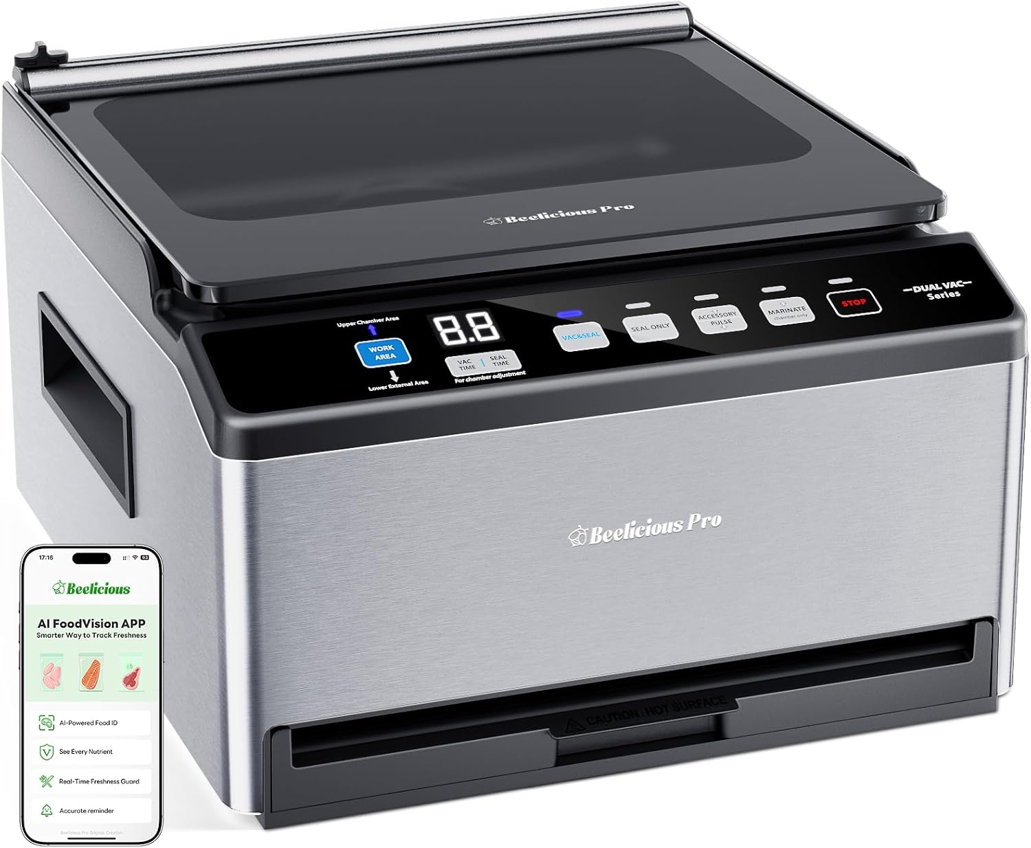 DualCore CVS101 Chamber Vacuum Sealer for Liquids & Sous Vide, 6L Dual ...