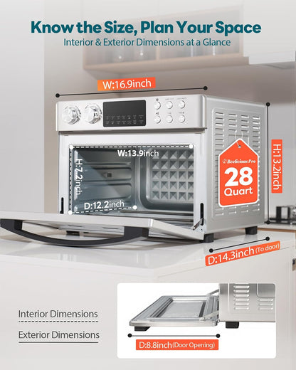 28QT Air Fryer Toaster Oven Combo, Next-Gen HeatWave Convection, Silver