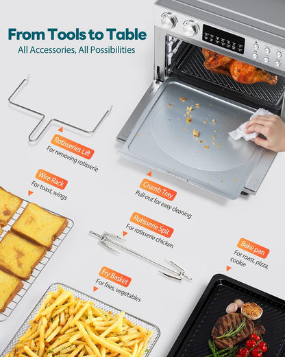 28QT Air Fryer Toaster Oven Combo, Next-Gen HeatWave Convection, Silver